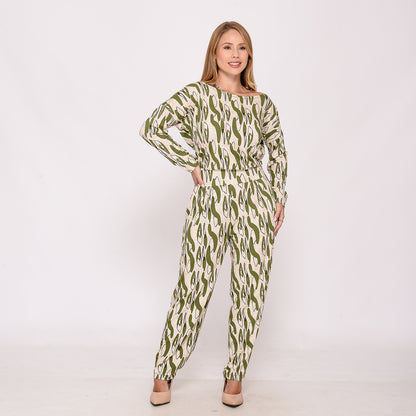 Macacão M/L Decote Canoa BBonnie Maitê  Estampados