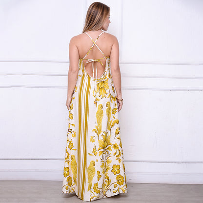 Vestido Maria – Longo com Decote nas Costas Estampados