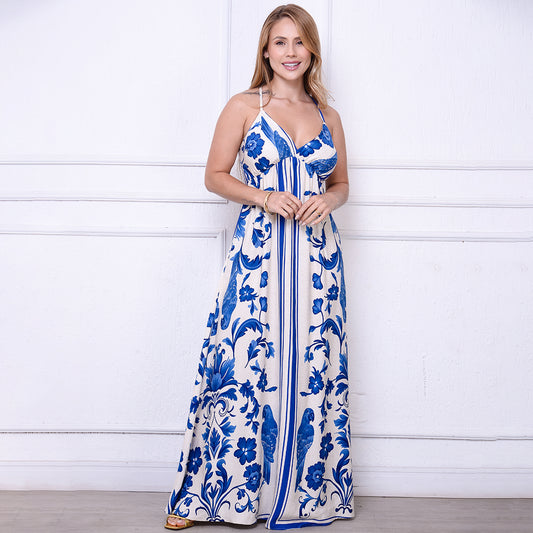 Vestido Maria – Longo com Decote nas Costas Estampados