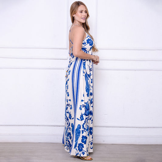 Vestido Maria – Longo com Decote nas Costas Estampados