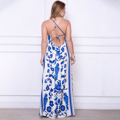 Vestido Maria – Longo com Decote nas Costas Estampados