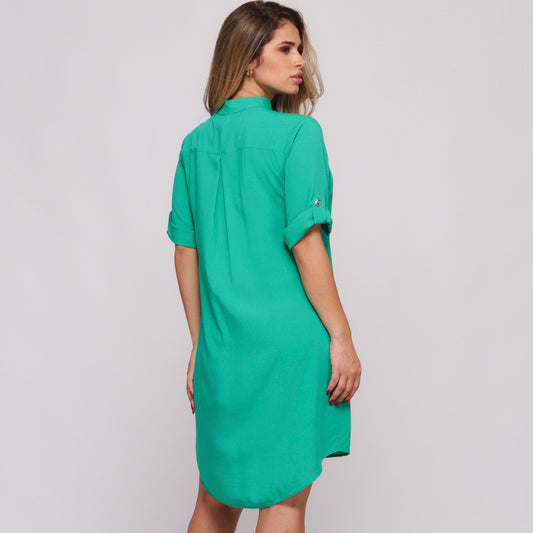 Vestido Chemise Botões M/C BBonnie Vitória Verde Bandeira