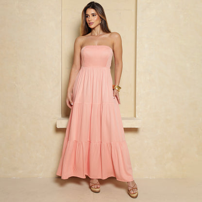 Vestido Longo Flor BBonnie Feminino Tomara que Caia Rosa