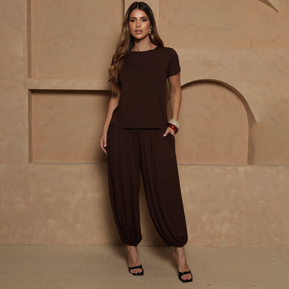 Conjunto Jasmine BBonnie – Blusa e Calça Aladim Marrom B'Bonnie