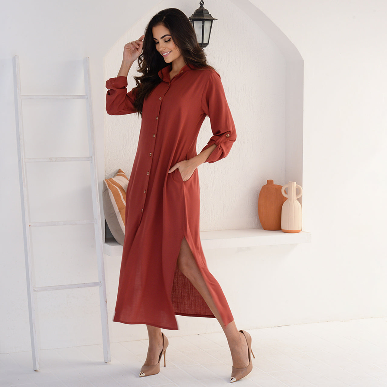 Vestido Chemise Botões M/L BBonnie Valentina Terra