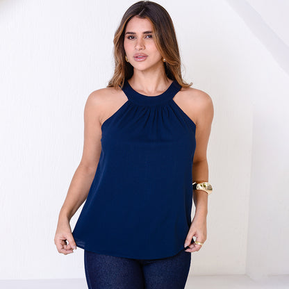 Blusa Cava Americana BBonnie Pietra Azul Marinho