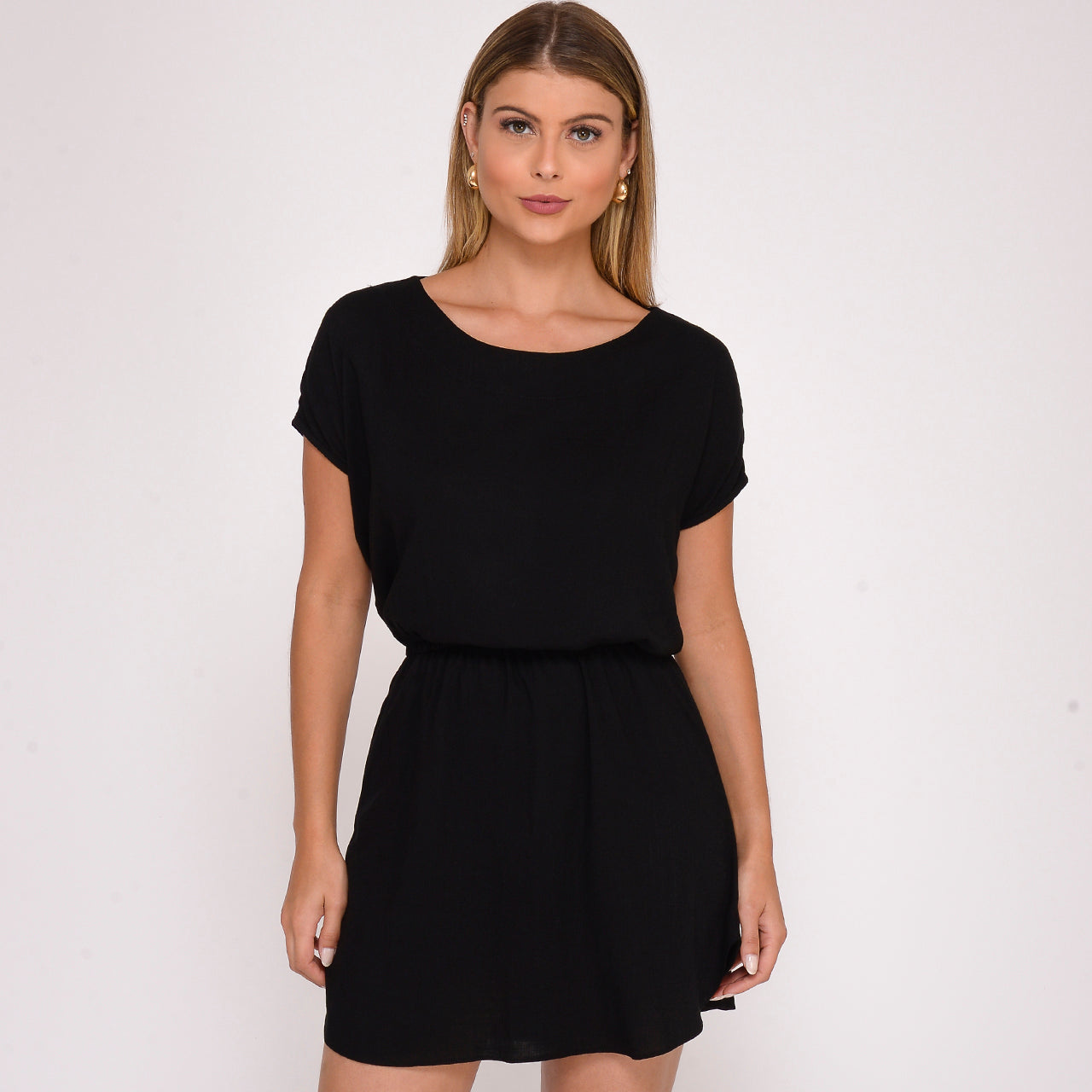 Vestido Curto M/C Elástico na Cintura BBonnie Stela
