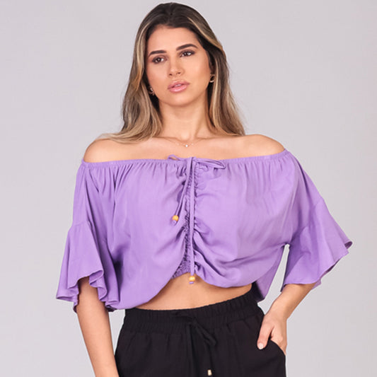 Cropped Ciganinha com Amarração na Frente BBonnie Amora Lilás