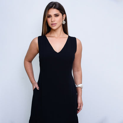Vestido Longo com Barra Franzida BBonnie Isabelly Preto