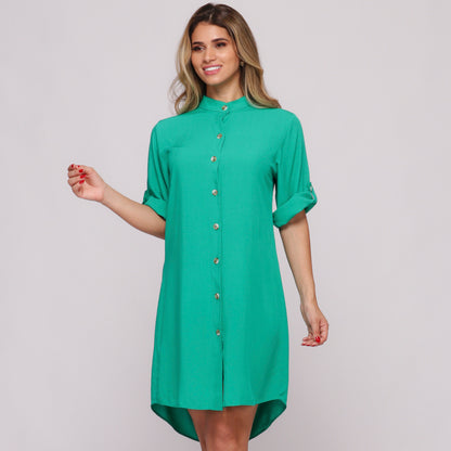 Vestido Chemise Botões M/C BBonnie Vitória Verde Bandeira