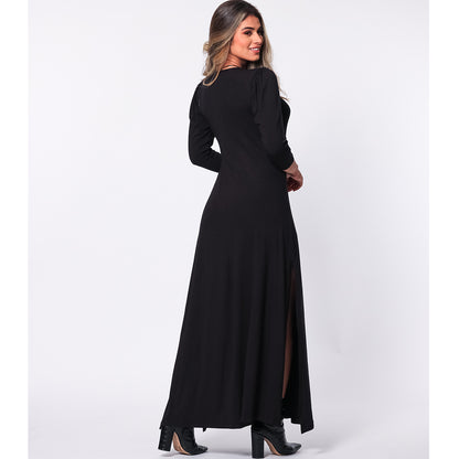 Vestido Longo Fenda Lateral  BBonnie Tiana Preto