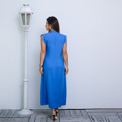 Vestido Chemise Midi Botões M/C  BBonnie Sienna Azul