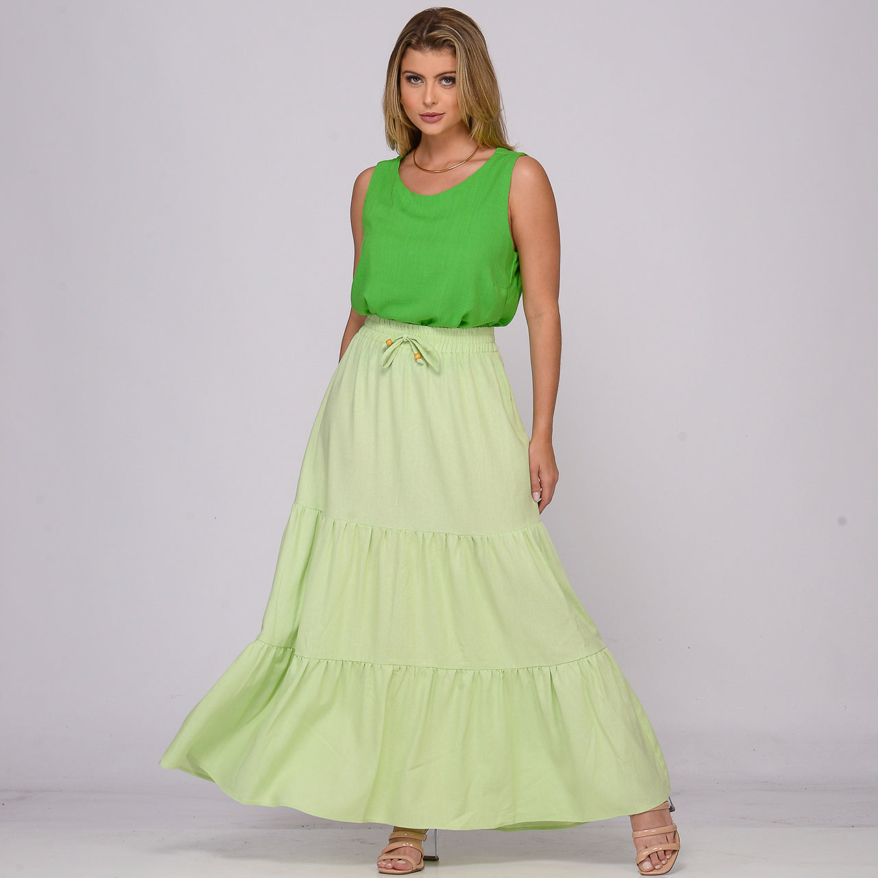 Saia Longa Viscose em Camadas BBonnie Luiza