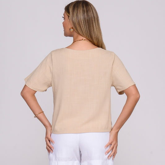Blusa Viscose M/C BBonnie Leona Bege