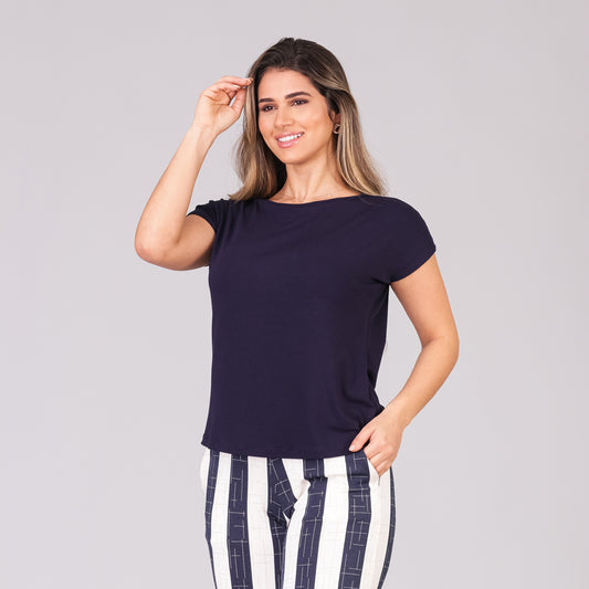 Blusa M/C Soltinha BBonnie Arielle Azul Marinho