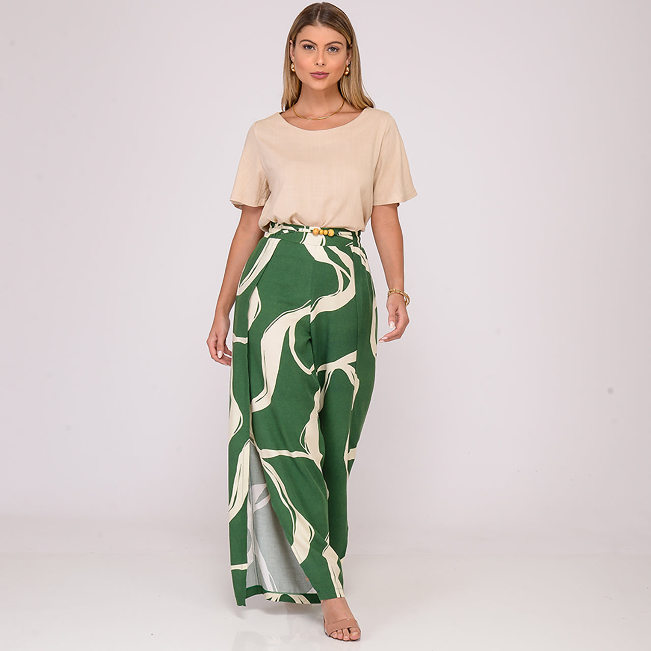 Calça Pantalona com Fenda na Frente BBonnie Paola
