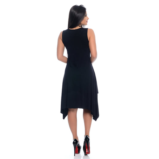 Vestido Midi Assimétrico de Alça  BBonnie Mabel Preto