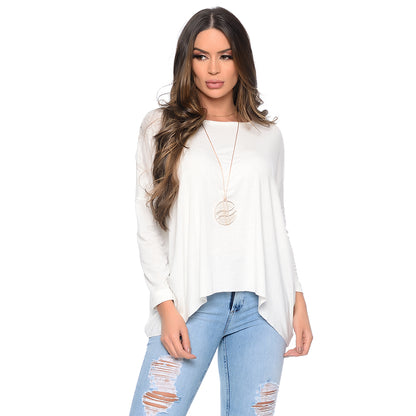 Blusa Quadrada M/L Decote Canoa BBonnie Helô Off White