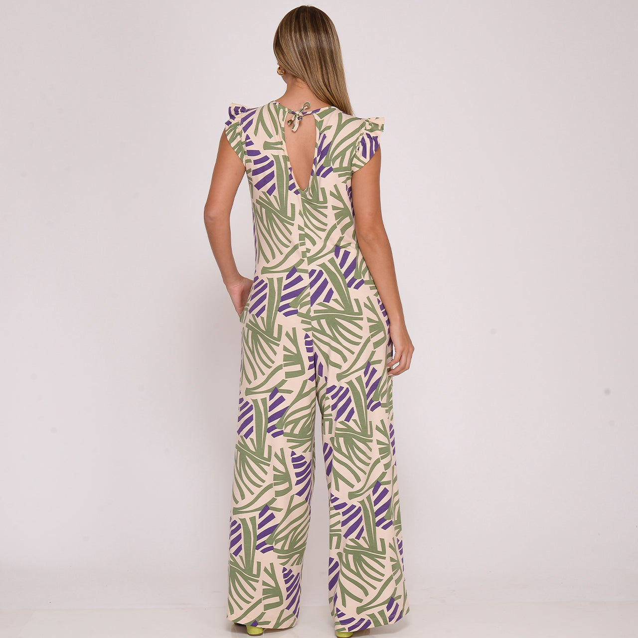 Macacão Pantalona Manga Babado BBonnie Lays Est Roxa