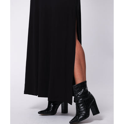 Vestido Longo Fenda Lateral  BBonnie Tiana Preto