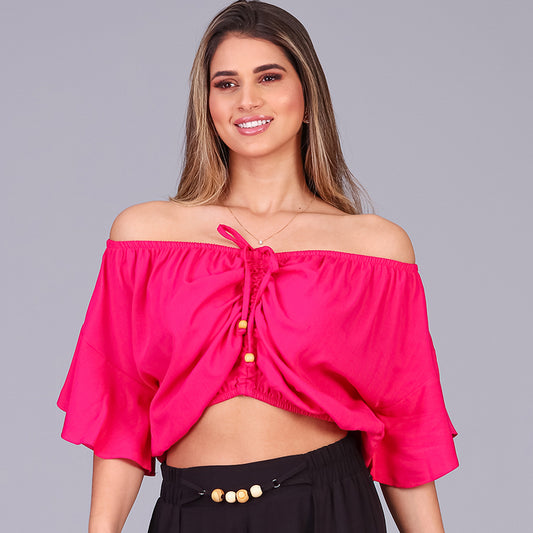 Cropped Ciganinha com Amarração na Frente BBonnie Amora Pink