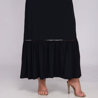 Vestido Longo Alça Barra Guipir com Bojo  BBonnie Sarah Preto