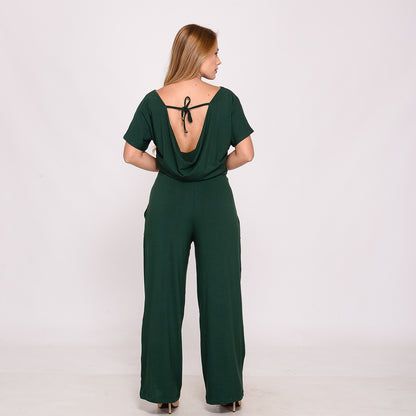 Macacão Feminino C/ Decote Nas Costas BBonnie Cecília Verde Musgo
