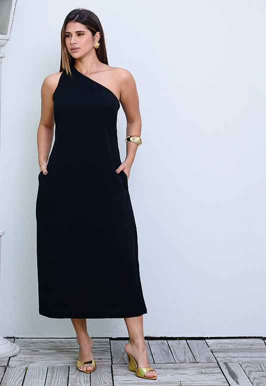 Vestido Midi Ombro Só BBonnie Leticia Preto