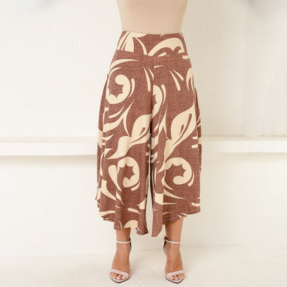 Calça Pantacourt com Cós BBonnie Noemi Estampa Marrom