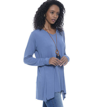 Blusa M/L Assimétrica BBonnie Ludy Azul Jeans