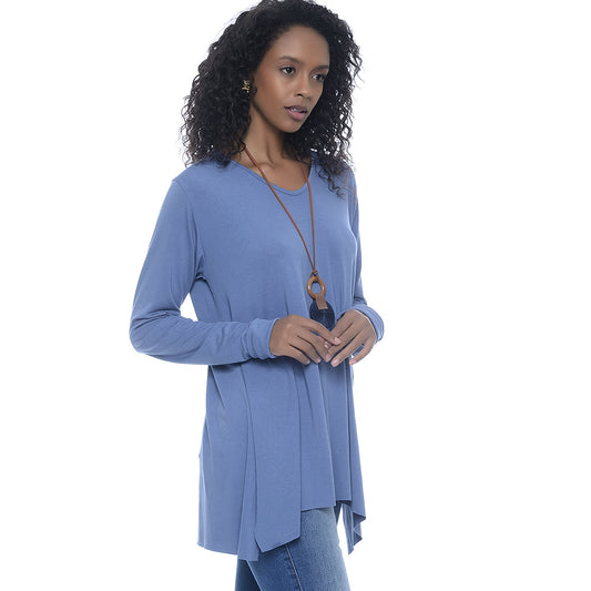 Blusa M/L Assimétrica BBonnie Ludy Azul Jeans