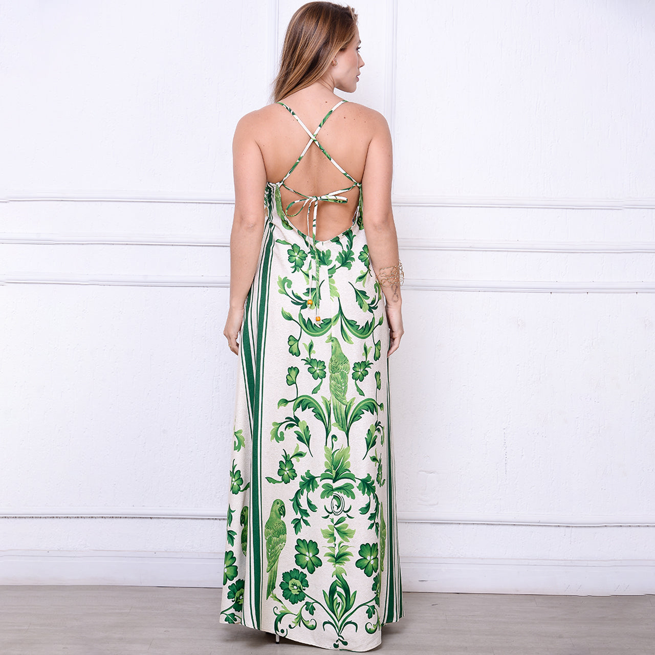 Vestido Maria – Longo com Decote nas Costas Estampados
