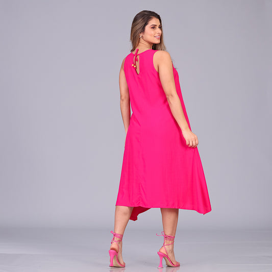 Vestido Midi de Alças e Pontas  BBonnie Irma Pink