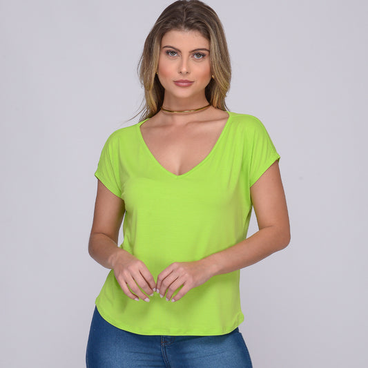 Blusa M/C Decote V BBonnie Ioná Verde Limão