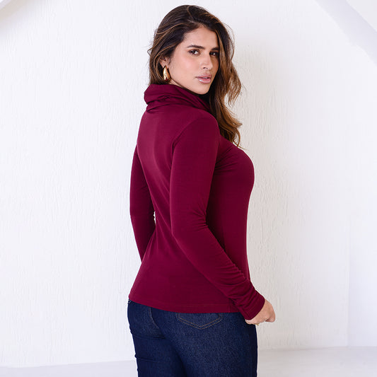 Blusa Gola Rolê Manga Longa BBonnie Lorena Vinho