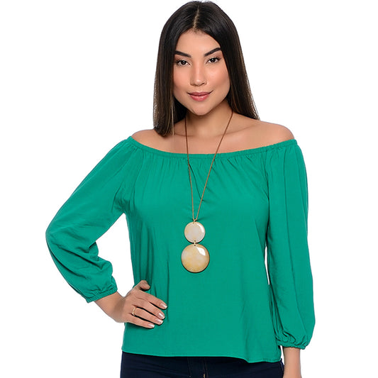 Blusa Ciganinha M/L BBonnie Kalli Verde Bandeira
