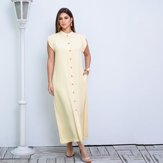 Vestido Chemise Midi Botões M/C BBonnie Sienna Amarelo