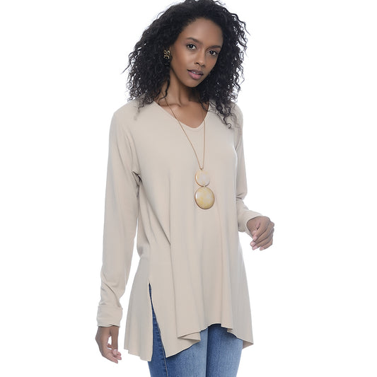Blusa M/L Assimétrica BBonnie Ludy Bege