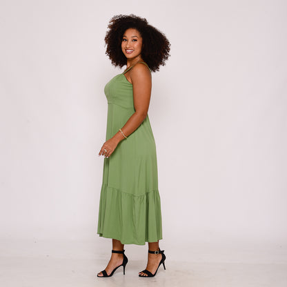 Vestido Midi com Babado na Barra BBonnie Emanuelly