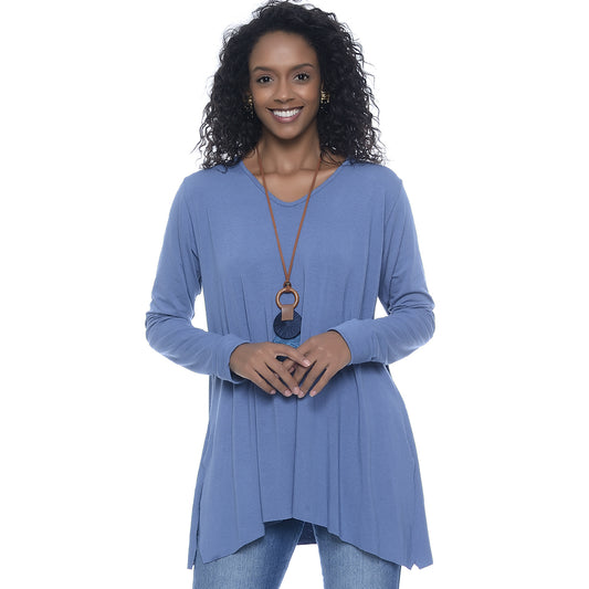 Blusa M/L Assimétrica BBonnie Ludy Azul Jeans