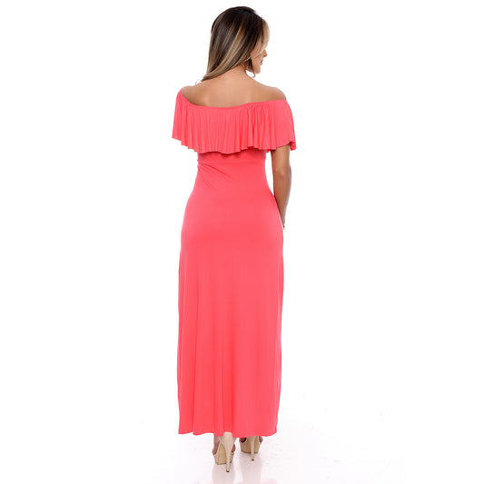 Vestido Longo Ciganinha com Fendas  BBonnie Monique Coral