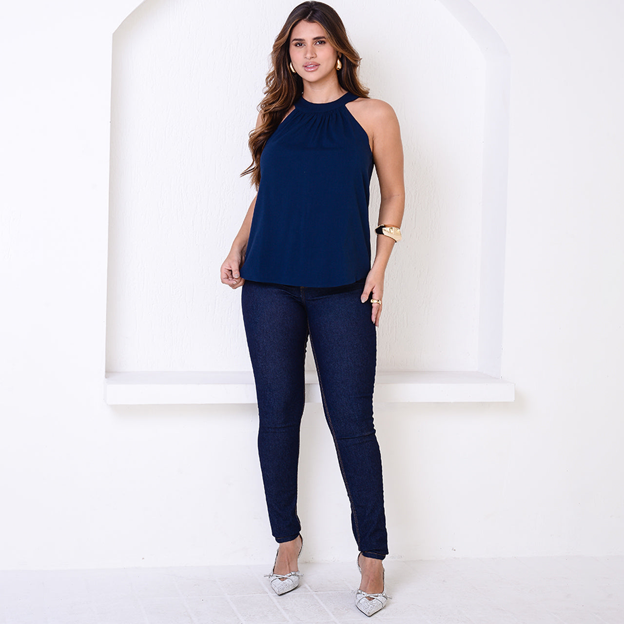 Blusa Cava Americana BBonnie Pietra Azul Marinho