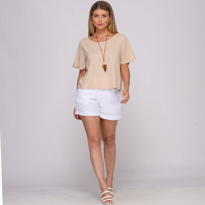 Blusa Viscose M/C BBonnie Leona Bege