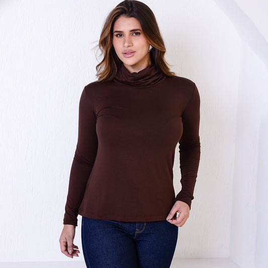 Blusa Gola Rolê Manga Longa BBonnie Lorena Marrom
