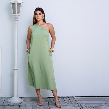 Vestido Midi Ombro Só BBonnie Leticia Pistache