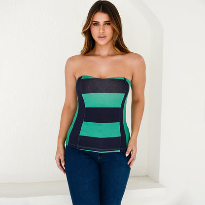 Blusa Tomara que Caia com Bojo BBonnie Cristal Listrado Verde