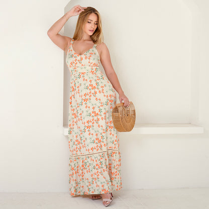 Vestido Longo Alça Barra Guipir com Bojo  BBonnie Sarah Estampados