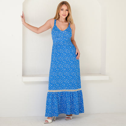 Vestido Longo Alça Barra Guipir com Bojo  BBonnie Sarah Estampados