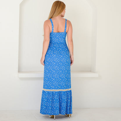 Vestido Longo Alça Barra Guipir com Bojo  BBonnie Sarah Estampados