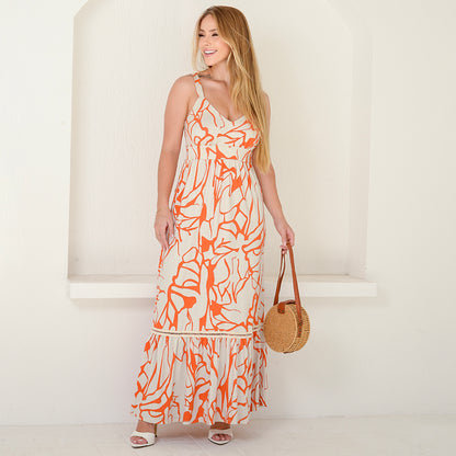 Vestido Longo Alça Barra Guipir com Bojo  BBonnie Sarah Estampados